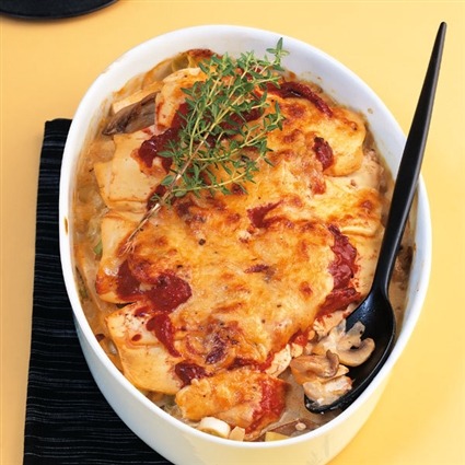 Tofu-Lasagne mit Pilzen