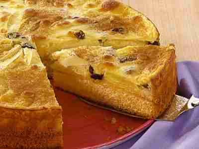 Apfelrahmkuchen mit Rosinen