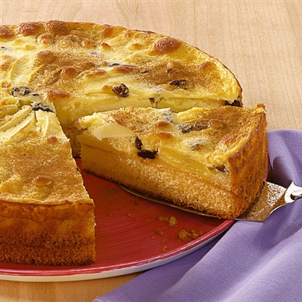 Apfelrahmkuchen mit Rosinen