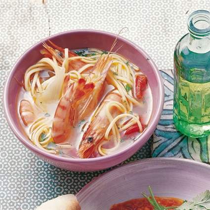 Garnelensuppe mit Fadennudeln