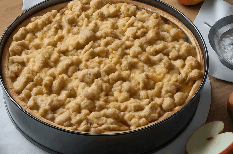 Apfelkuchen vom Blech mit Streuseln