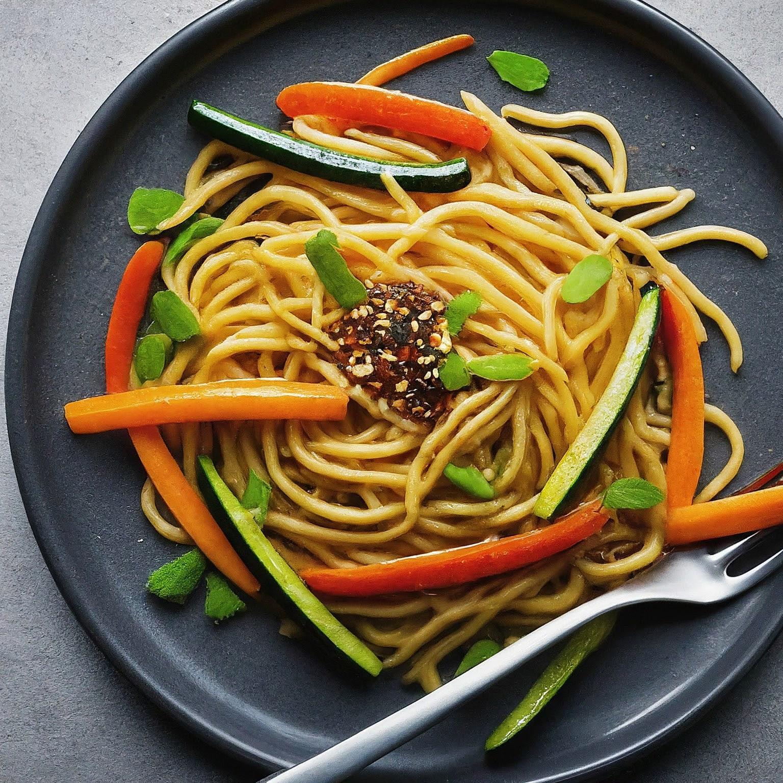 Asiatische-Mie-Nudeln-mit-Gemuese-gebraten Asiatische Mie Nudeln mit Gemüse gebraten