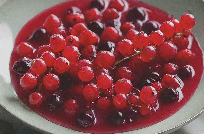 Aufgesetzter von roten Johannisbeeren