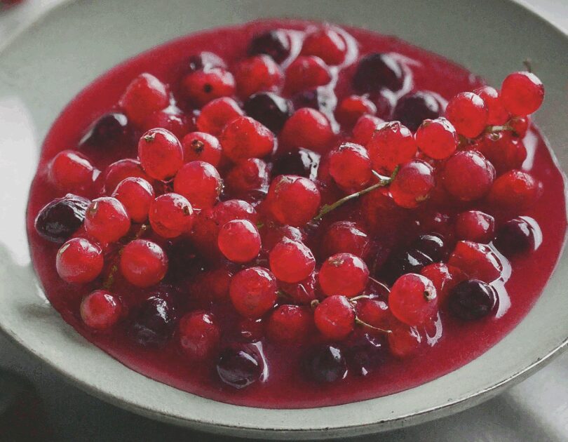 Aufgesetzter von roten Johannisbeeren