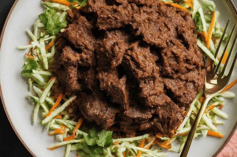 Beef Rendang – Beef Rendang mit Pandan Kokosnuss Reis und Coleslaw