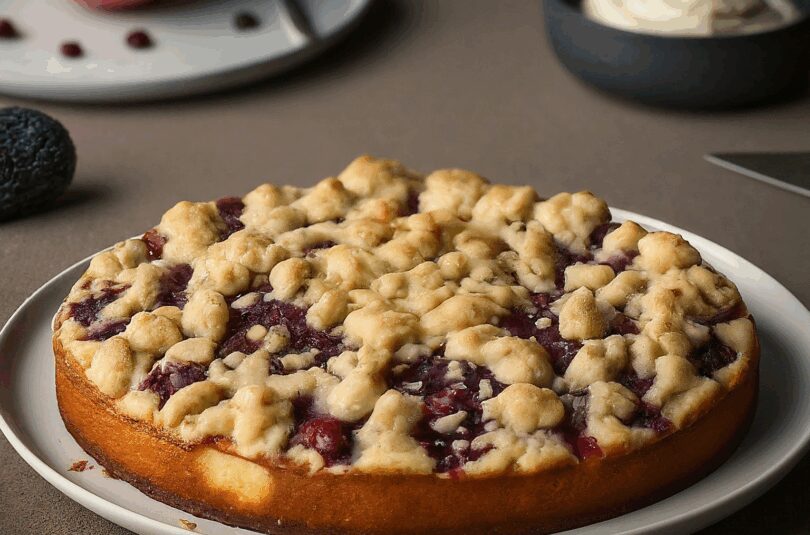 Birnenkuchen mit Streuseln und Schmand