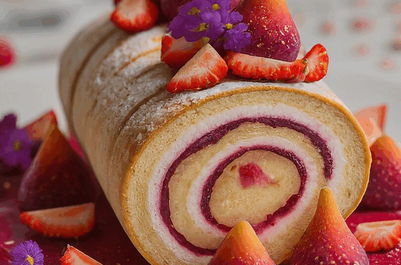 Biskuitrolle: Fluffig – Biskuitrolle Mit Erdbeerfüllung