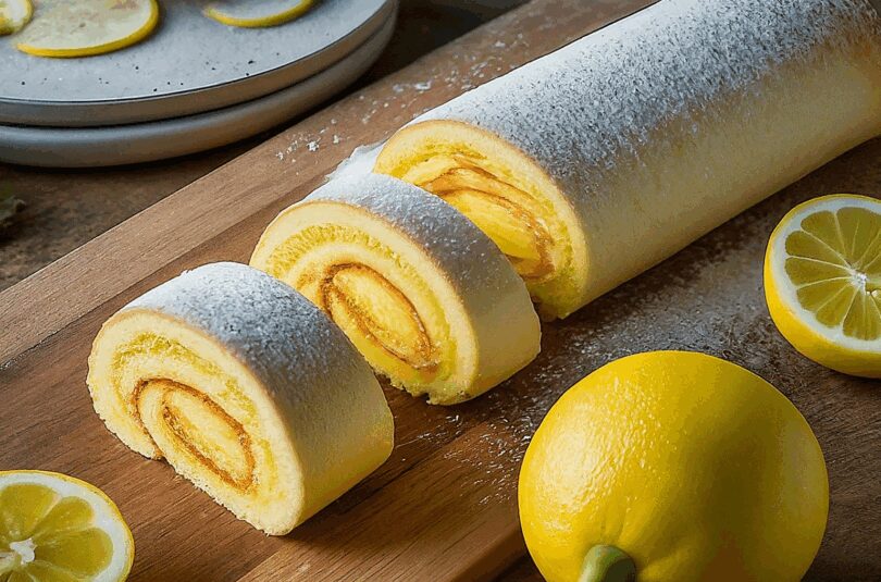 Biskuitrolle Zitrone – Zitronen Biskuitrolle