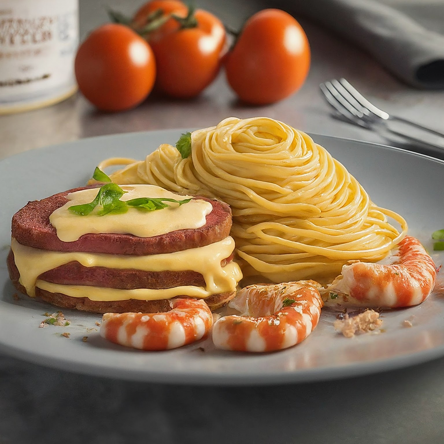 Cordon-Bleu-im-Airfryer-mit-Spaghetti-und-Garnelen Cordon Bleu im Airfryer mit Spaghetti und Garnelen