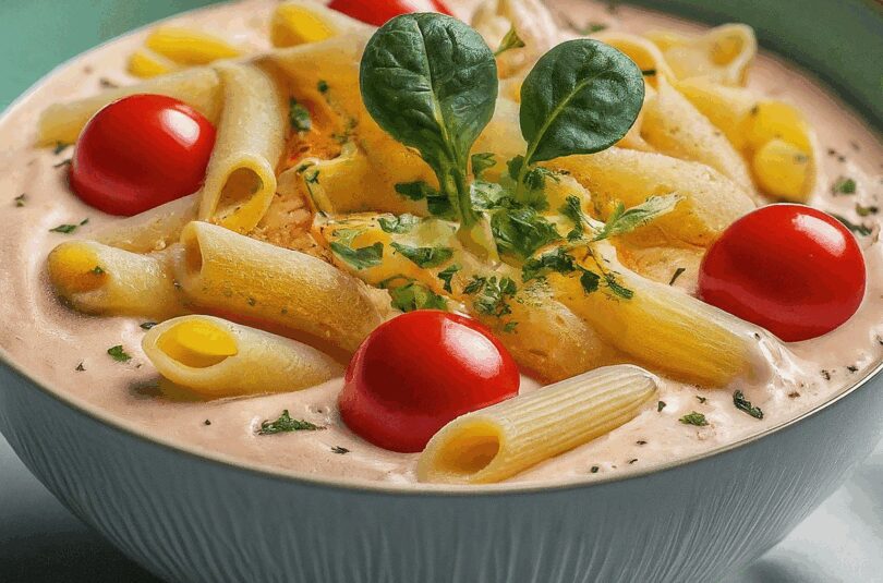 Cremige Nudelsauce mit Cherrytomaten und Blattspinat