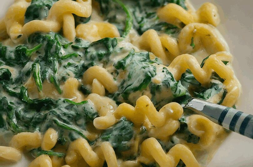 Cremiger Spinatauflauf mit Nudeln