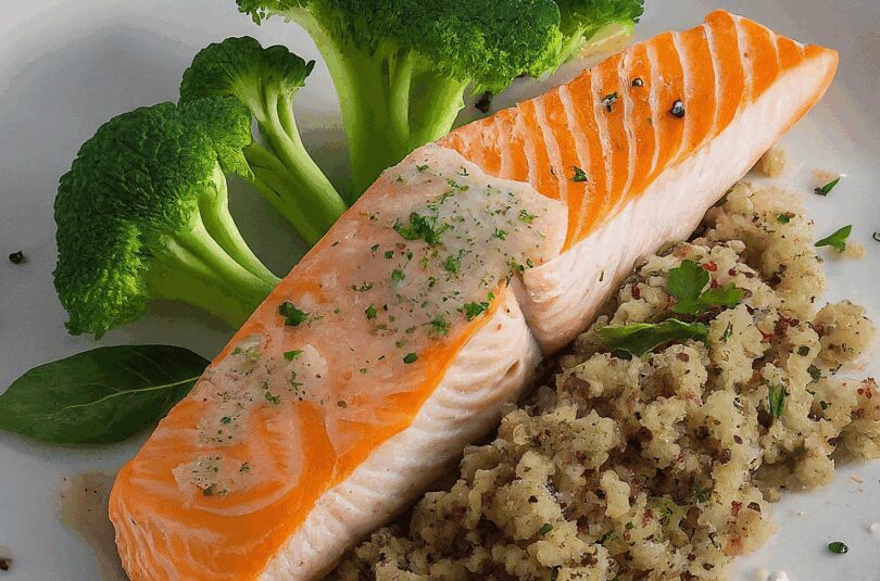 Diät Rezepte – Single Diaet Essen Nr 9: Lachs mit Brokkoli und Quinoa