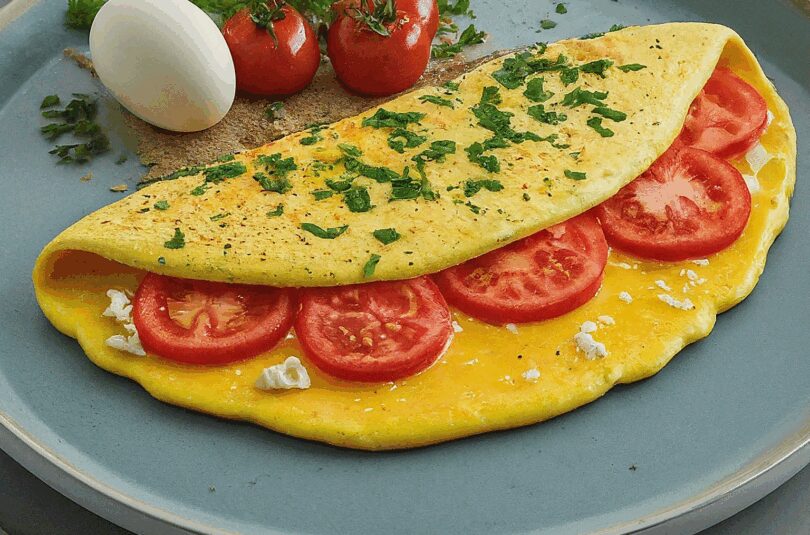 Eieromlett – Omelett Mit Käse Und Tomaten