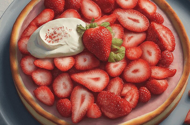 Erdbeerkuchen-mit-Pudding-und-Schmand Erdbeerkuchen mit Pudding und Schmand