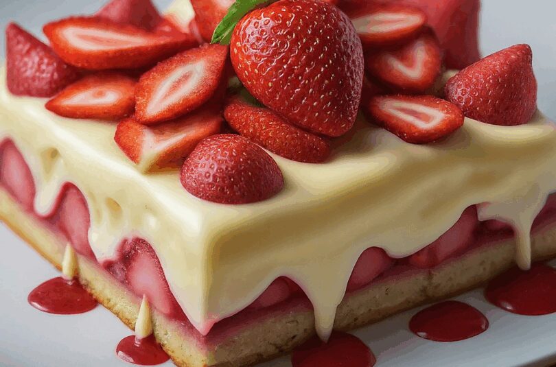 Erdbeerkuchen mit Vanillepudding