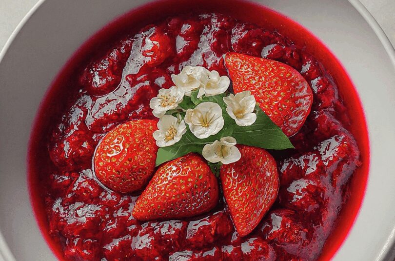 Erdbeermarmelade mit Holunderblüten