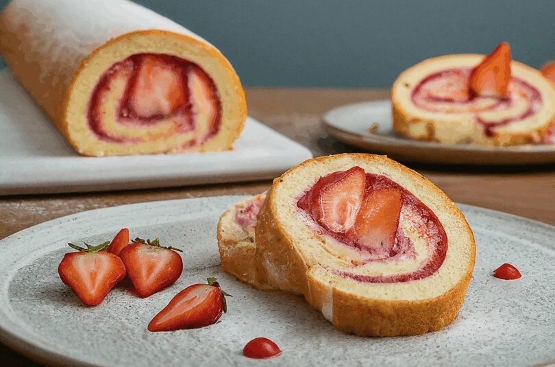 Evas Raffinierte Biskuitroulade Mit Erdbeeren