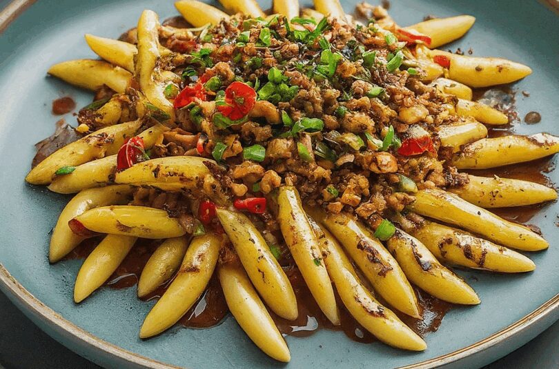 Gebratene Nudeln mit Huhn nach Sichuan-Art