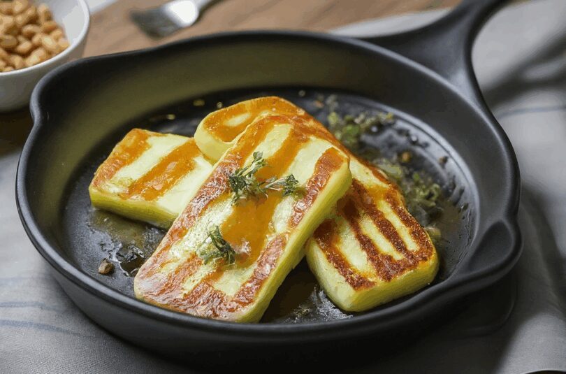 Gebratener Halloumi mit Honig und Thymian