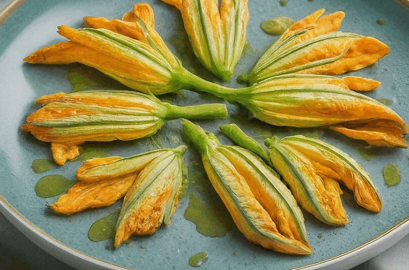Gefüllte und frittierte Zucchiniblüten