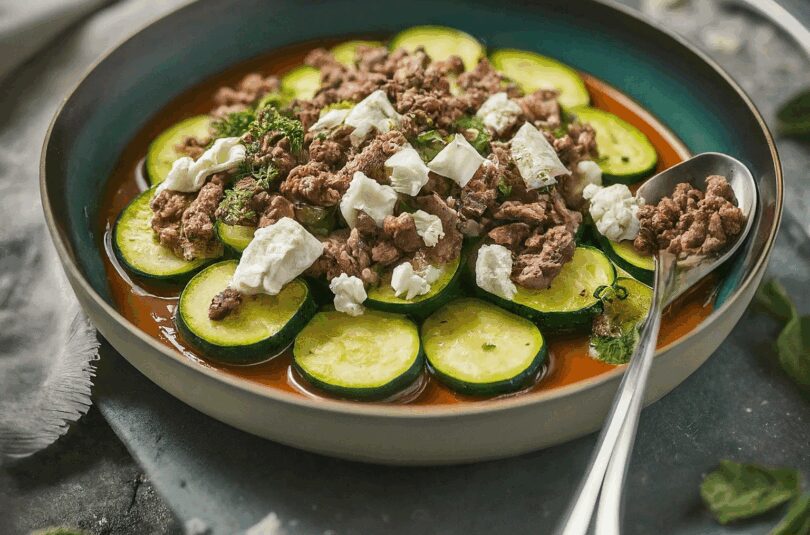 Gefüllte Zucchini mit Hackfleisch und Feta