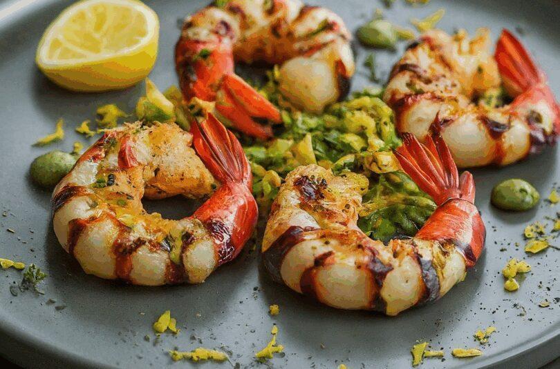 Gegrillte Black Tiger Prawns mit Knoblauch und Zitrone