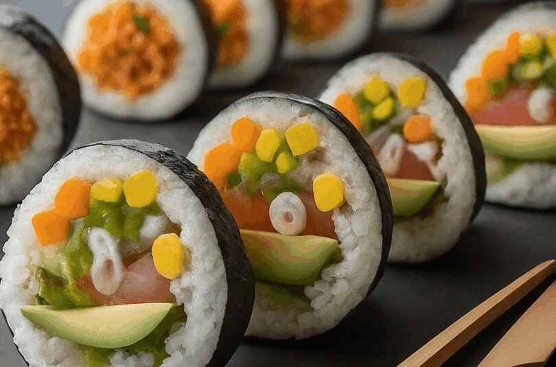 Gemuese-Ura-Maki-Sushi Gemüse Ura Maki Sushi