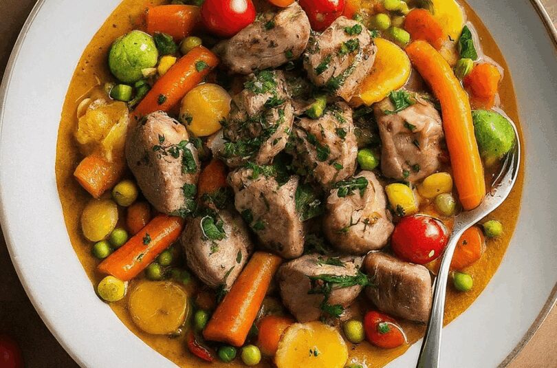 Gesundes Hundefutter mit Huhn und Gemüse