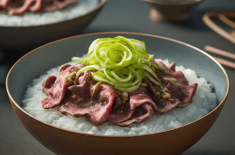 Gyudon – Japanisches Rindfleisch mit Zwiebeln auf Reis