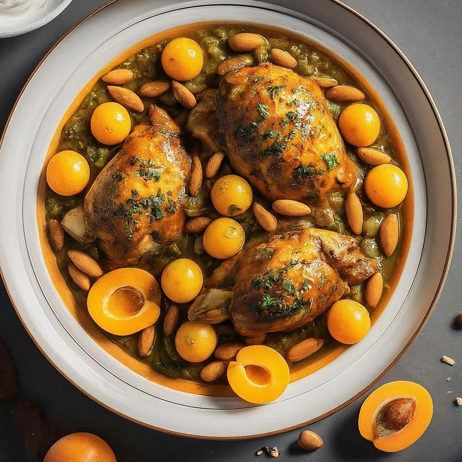 Haehnchen-Tajine-mit-Aprikosen-und-Mandeln Hähnchen Tajine mit Aprikosen und Mandeln