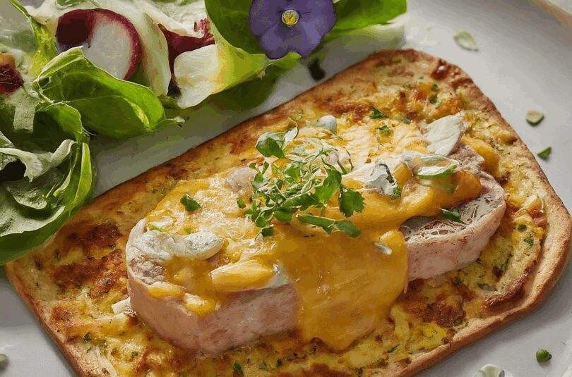 Hüttenkäse Küchlein à la Flammkuchen zum Abnehmen