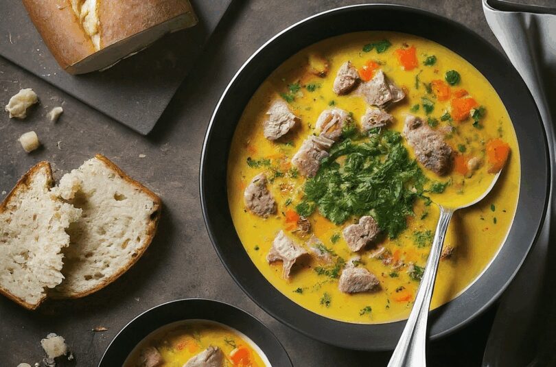 Käse-Hackfleisch-Suppe mit Lauch