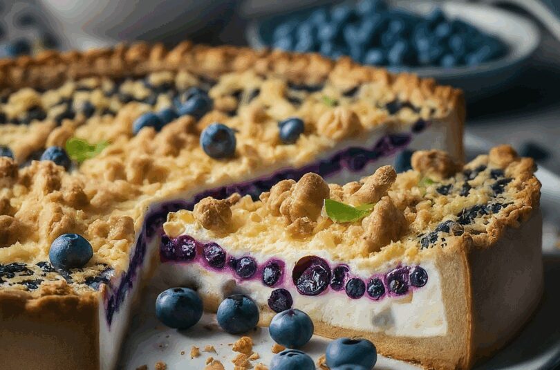 Kaesekuchen-mit-Heidelbeeren-–-Kaesekuchen-mit-Blaubeeren-und-Streusel Käsekuchen mit Heidelbeeren – Käsekuchen mit Blaubeeren und Streusel