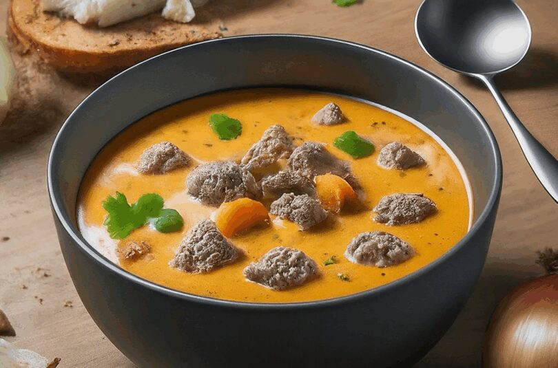 Käsesuppe mit Hackfleisch