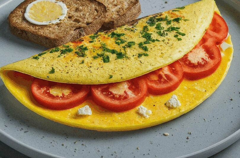 Kalorienarme-Eier-–-Omelett-mit-Kaese-und-Tomaten Kalorienarme Eier – Omelett mit Käse und Tomaten