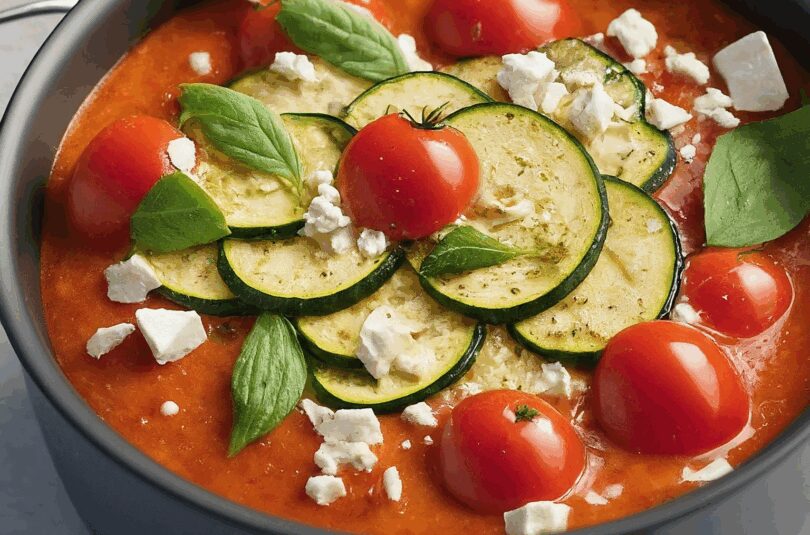 Keto Tomaten-Zucchini-Pfanne mit Feta