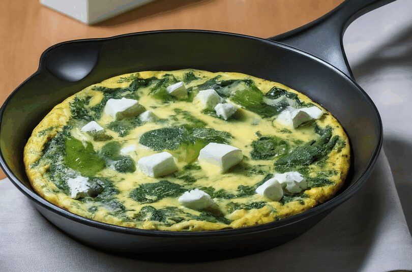Klassische Frittata mit Spinat und Feta