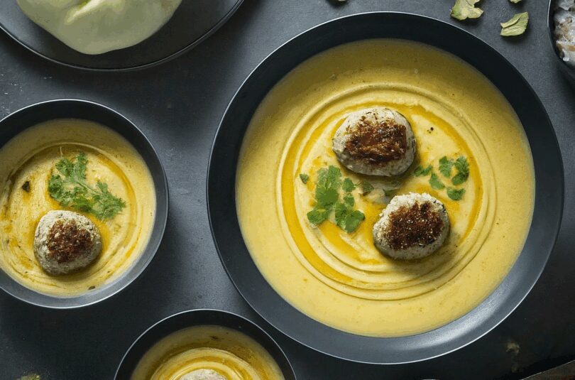 Kohlrabicremesuppe mit Fleischklößchen