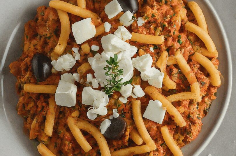 Kritharaki Auflauf mit Feta – Griechischer Hackauflauf mit Kritharaki Nudeln