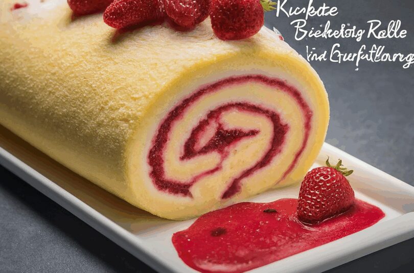 Kuchenrolle-–-Biskuitrolle-mit-Erdbeerfuellung Kuchenrolle – Biskuitrolle mit Erdbeerfüllung