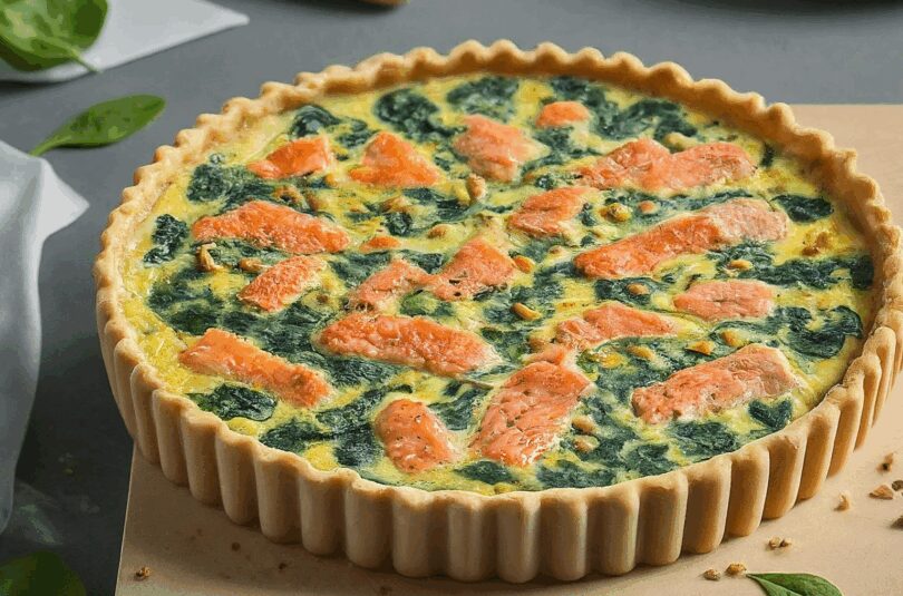 Lachs Spinat Quiche – Quiche mit Lachs Spinat und Pinienkernen