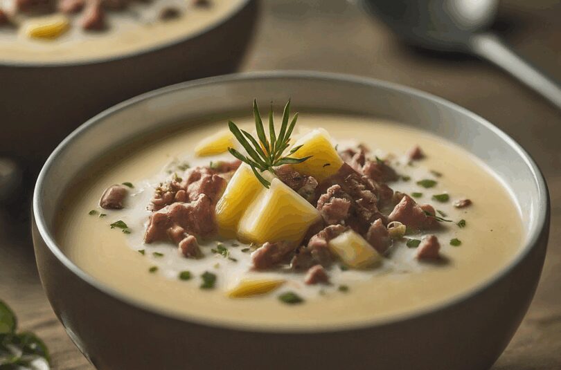 Lauch Käse Suppe – Käselauchsuppe mit Hackfleisch
