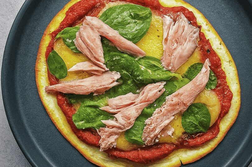 Low Carb Pizza mit Thunfischboden aus dem Airfryer