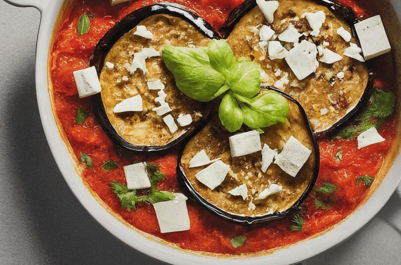 Mediterraner Auberginenauflauf mit Feta