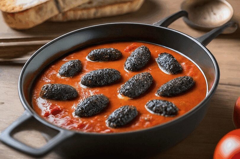 Morcilla mit Tomaten und Knoblauch