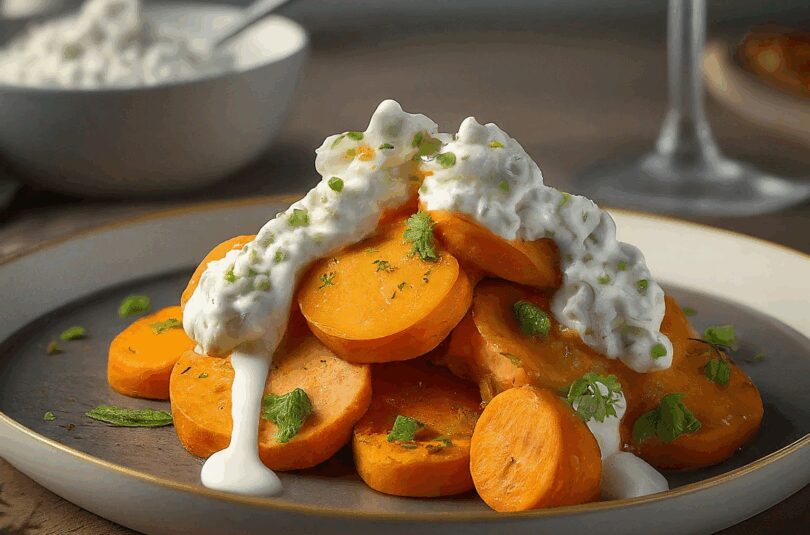 Ofen-Suesskartoffeln-mit-Ziegenkaese-Quark Ofen-Süßkartoffeln mit Ziegenkäse-Quark