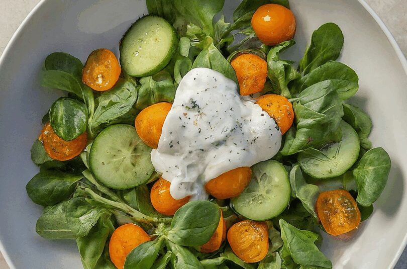 Omas Joghurt-Dressing – Kopfsalat mit süßem Joghurt Dressing