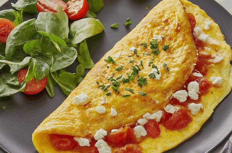 Omelett-mit-Kaese-und-Tomaten Omelett mit Käse und Tomaten