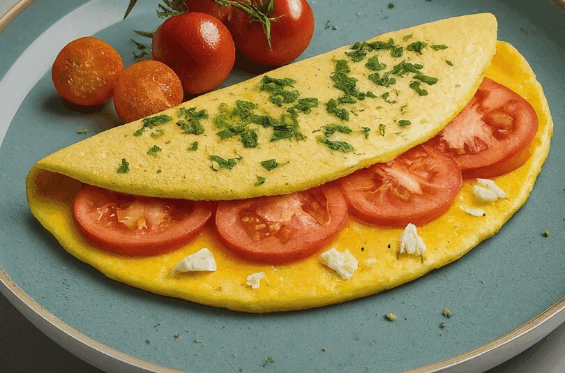 Omelett-mit-Kaese-und-Tomaten Omelett mit Käse und Tomaten