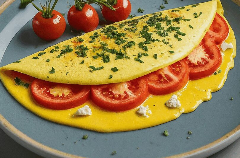 Omelett-mit-Kaese-und-Tomaten Omelett mit Käse und Tomaten